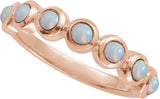 14K Gold Round Natural White Opal Cabochon Ring – 2-3mm Stones - Rose Gold - view 4