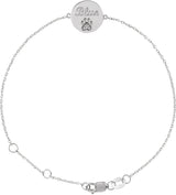 14K Gold Round Natural White Sapphire Engravable Paw Print Bracelet - White Gold - view 2