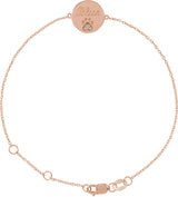 14K Gold Round Natural White Sapphire Engravable Paw Print Bracelet - Rose Gold - view 2