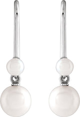 Platinum Cultured White Freshwater Pearl Pearl Earrings – 5.5mm Stones - view 2
