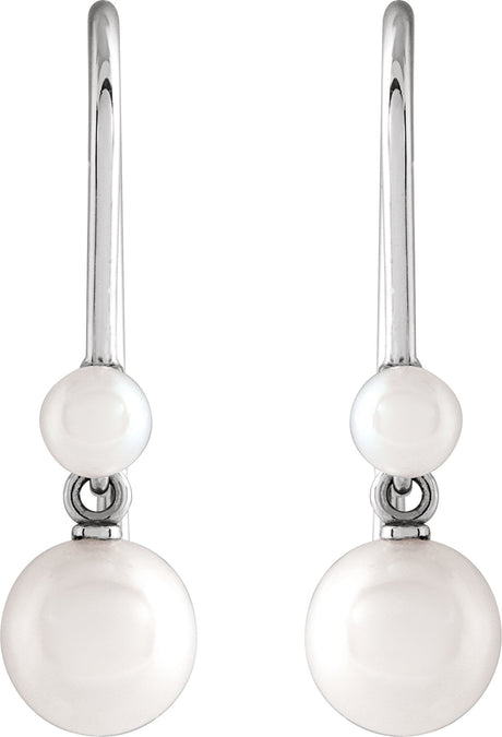 Platinum Cultured White Freshwater Pearl Pearl Earrings – 5.5mm Stones - view 2