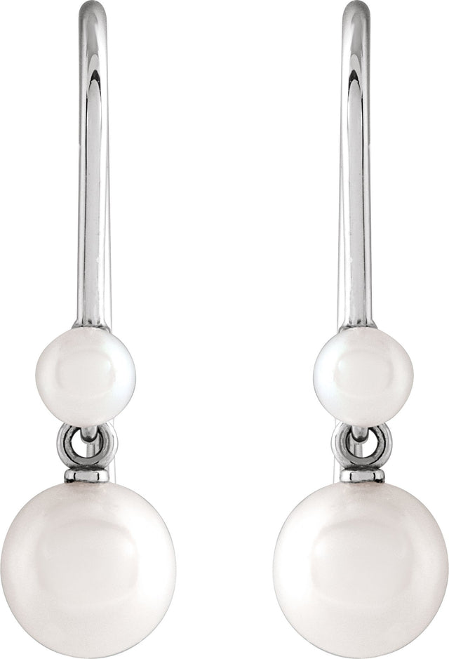 Platinum Cultured White Freshwater Pearl Pearl Earrings – 5.5mm Stones - view 2