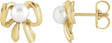14K Gold Cultured White Freshwater Pearl Pearl Bow Earrings - Yellow Gold