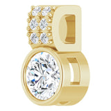 14K Gold Round Lab-Grown Diamond Accented Bezel-Set Pendant - Yellow Gold - view 8