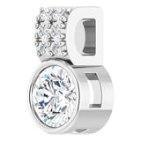 Platinum Round Lab-Grown Diamond Accented Bezel-Set Pendant - view 8