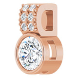 14K Gold Round Lab-Grown Diamond Accented Bezel-Set Pendant - Rose Gold - view 8