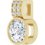 14K Gold Round Lab-Grown Diamond Accented Bezel-Set Pendant - Yellow Gold - view 8