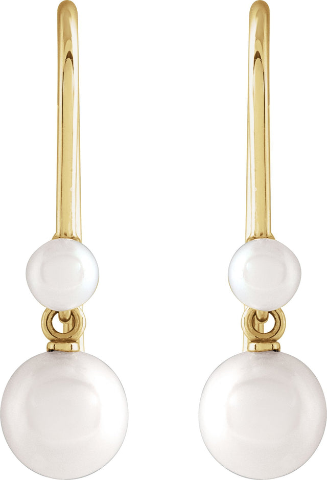 14K Gold Cultured White Freshwater Pearl Pearl Earrings – 5.5mm Stones - White Gold - view 3