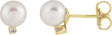 14K Gold Cultured White Akoya Pearl & Natural Diamond Accented Pearl Earrings