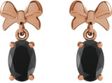 14K Gold Oval Natural Black Onyx Solitaire Bow Earrings - Rose Gold - view 2