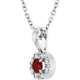 14K Gold Emerald Natural Mozambique Garnet Halo-Style Necklace or Pendant - White Gold - view 5