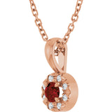 14K Gold Emerald Natural Mozambique Garnet Halo-Style Necklace or Pendant - Rose Gold - view 5