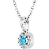 Platinum Emerald Natural Aquamarine Halo-Style Necklace or Pendant - view 5