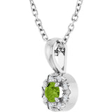 Platinum Emerald Natural Peridot Halo-Style Necklace or Pendant - view 5