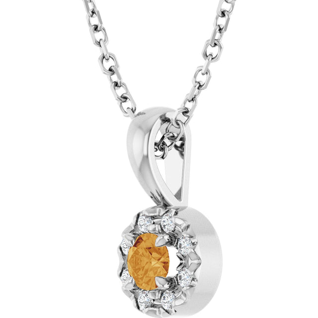 Platinum Emerald Natural Citrine Halo-Style Necklace or Pendant - view 5