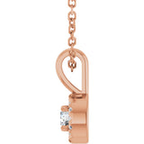 14K Gold Emerald Natural White Sapphire Halo-Style Necklace or Pendant - Rose Gold - view 6