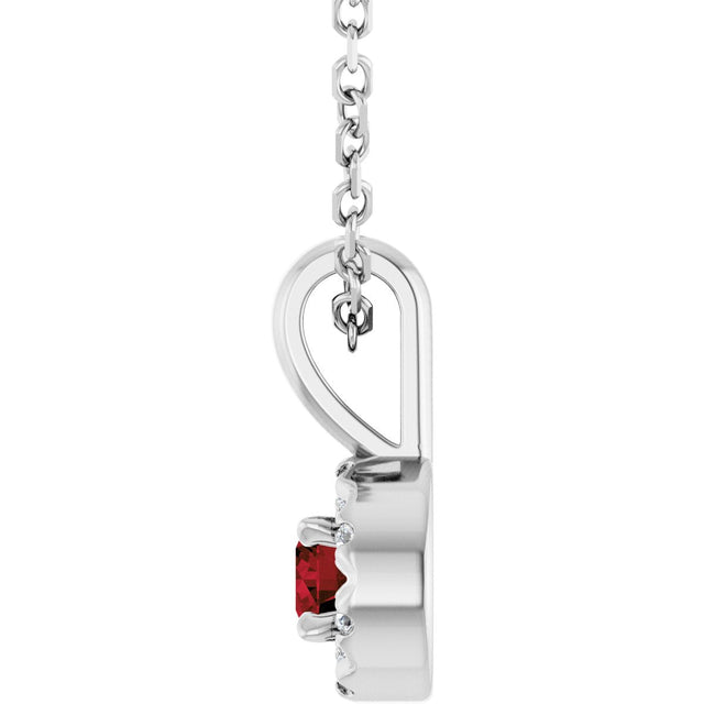 14K Gold Emerald Natural Mozambique Garnet Halo-Style Necklace or Pendant - White Gold - view 6