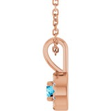 14K Gold Emerald Natural Aquamarine Halo-Style Necklace or Pendant - Rose Gold - view 6