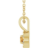 14K Gold Emerald Natural Citrine Halo-Style Necklace or Pendant - Yellow Gold - view 6