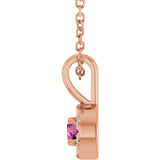14K Gold Emerald Natural Pink Tourmaline Halo-Style Necklace or Pendant - Rose Gold - view 6