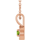 14K Gold Emerald Natural Peridot Halo-Style Necklace or Pendant - Rose Gold - view 6