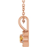 14K Gold Emerald Natural Citrine Halo-Style Necklace or Pendant - Rose Gold - view 6
