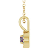 14K Gold Emerald Lab-Grown Alexandrite Halo-Style Necklace or Pendant - Yellow Gold - view 6