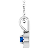 Platinum Emerald Lab-Grown Blue Sapphire Halo-Style Necklace or Pendant - view 6