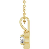 14K Gold Emerald Natural White Sapphire Halo-Style Necklace or Pendant - Yellow Gold - view 6