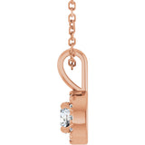 14K Gold Emerald Natural White Sapphire Halo-Style Necklace or Pendant - Rose Gold - view 6