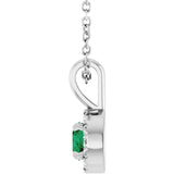 Platinum Emerald Natural Emerald Halo-Style Necklace or Pendant - view 6