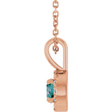 14K Gold Emerald Lab-Grown Alexandrite Halo-Style Necklace or Pendant - Rose Gold - view 6