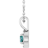 14K Gold Emerald Lab-Grown Alexandrite Halo-Style Necklace or Pendant - White Gold - view 6
