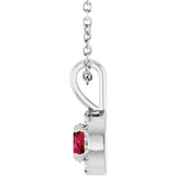 Platinum Emerald Natural Ruby Halo-Style Necklace or Pendant - view 6