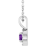 Platinum Emerald Natural Amethyst Halo-Style Necklace or Pendant - view 6