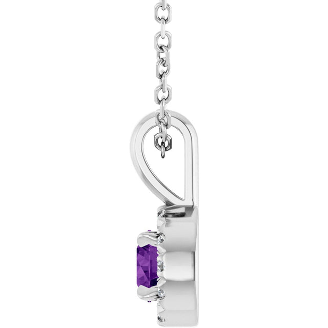 Platinum Emerald Natural Amethyst Halo-Style Necklace or Pendant - view 6