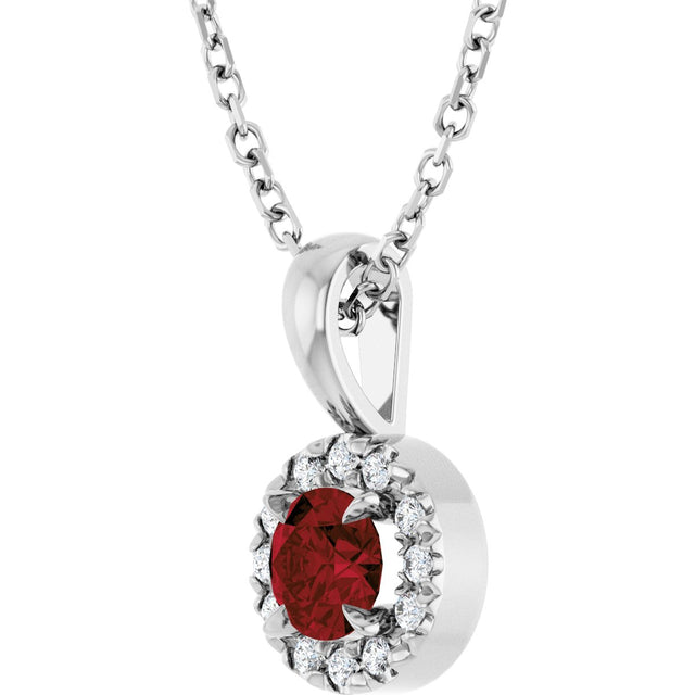 Platinum Emerald Natural Mozambique Garnet Halo-Style Necklace or Pendant - view 5