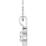 14K Gold Emerald Natural White Sapphire Halo-Style Necklace or Pendant - White Gold - view 6
