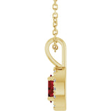 14K Gold Emerald Natural Mozambique Garnet Halo-Style Necklace or Pendant - Yellow Gold - view 6