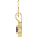 14K Gold Emerald Lab-Grown Alexandrite Halo-Style Necklace or Pendant - Yellow Gold - view 6