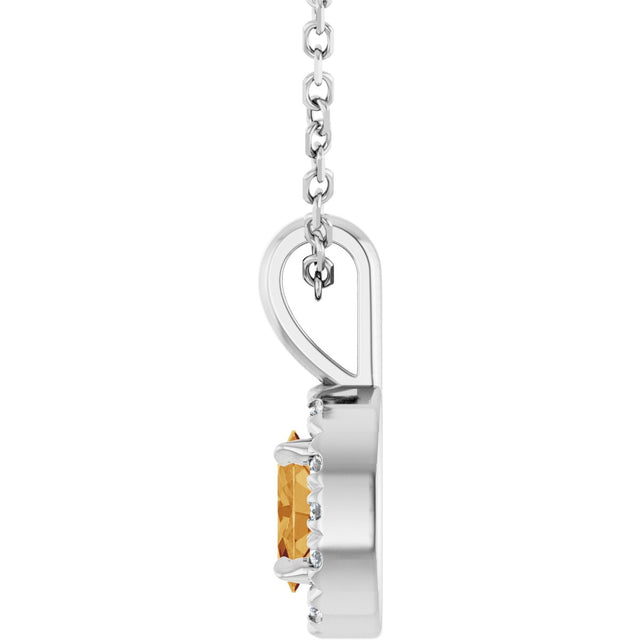 Platinum Emerald Natural Citrine Halo-Style Necklace or Pendant - view 6