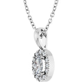 14K Gold Emerald Natural White Sapphire Halo-Style Necklace or Pendant - White Gold - view 5