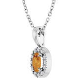 Platinum Emerald Natural Citrine Halo-Style Necklace or Pendant - view 5