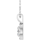 14K Gold Emerald Natural White Sapphire Halo-Style Necklace or Pendant - White Gold - view 6