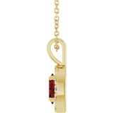 14K Gold Emerald Natural Mozambique Garnet Halo-Style Necklace or Pendant - Yellow Gold - view 6