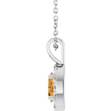Platinum Emerald Natural Citrine Halo-Style Necklace or Pendant - view 6