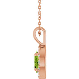 14K Gold Emerald Natural Peridot Halo-Style Necklace or Pendant - Rose Gold - view 6