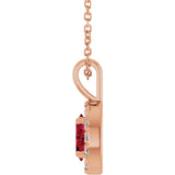 14K Gold Emerald Natural Ruby Halo-Style Necklace or Pendant - Rose Gold - view 6