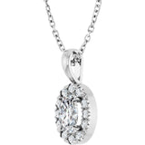 14K Gold Emerald Natural White Sapphire Halo-Style Necklace or Pendant - White Gold - view 5