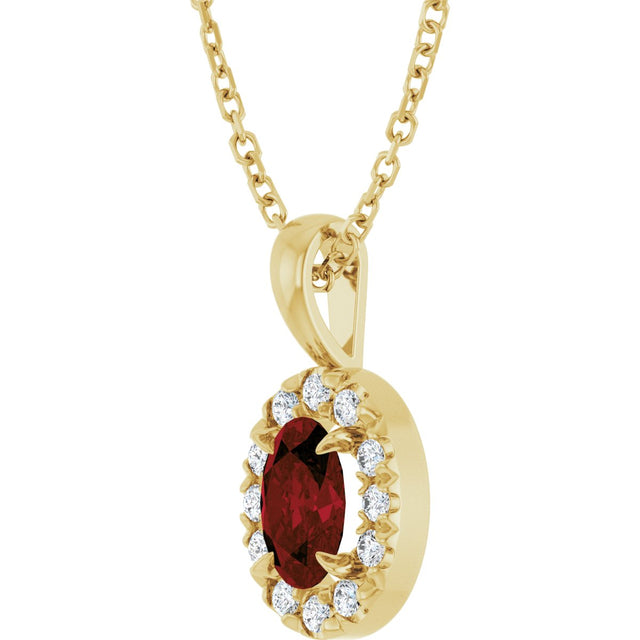 14K Gold Emerald Natural Mozambique Garnet Halo-Style Necklace or Pendant - Yellow Gold - view 5